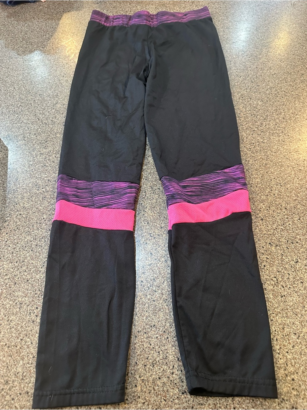 Black Kids Leggings with Pink and Purple Accent